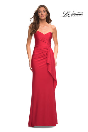 La Femme 30515 prom dress images.  La Femme 30515 is available in these colors: Emerald, Mauve, Navy, Red.