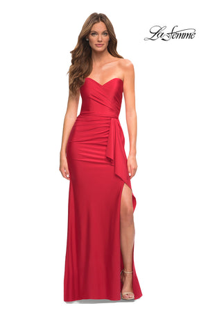 La Femme 30515 prom dress images.  La Femme 30515 is available in these colors: Emerald, Mauve, Navy, Red.