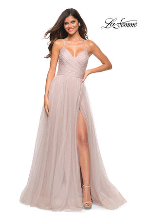 La Femme 30536 prom dress images.  La Femme 30536 is available in these colors: Mauve, Navy, Sage.