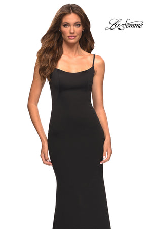 La Femme 30541 prom dress images.  La Femme 30541 is available in these colors: Black, Burgundy, Emerald, Royal Blue.