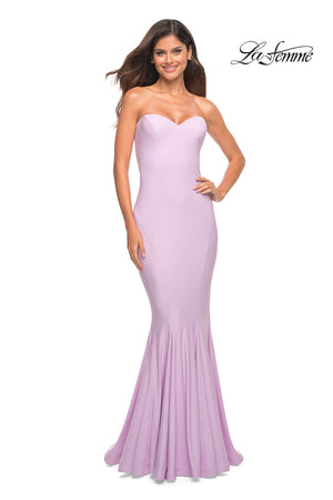 La Femme 30549 prom dress images.  La Femme 30549 is available in these colors: Black, Dark Emerald, Lavender, Red, Royal Blue.
