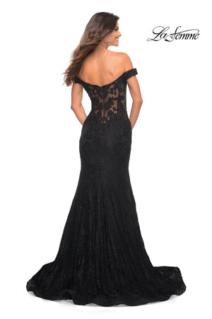 La Femme 30564 prom dress images.  La Femme 30564 is available in these colors: Black, Red.