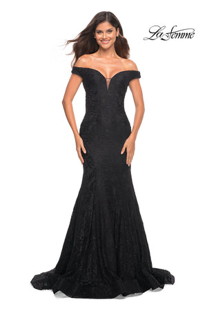 La Femme 30564 prom dress images.  La Femme 30564 is available in these colors: Black, Red.