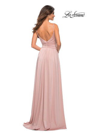 La Femme 30571 prom dress images.  La Femme 30571 is available in these colors: Dark Berry, Light Gold, Mauve, Navy, Silver.