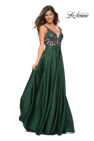 La Femme 30580 prom dress images.  La Femme 30580 is available in these colors: Emerald, Navy.