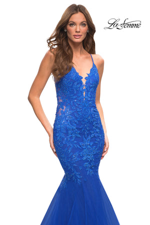 La Femme 30584 prom dress images.  La Femme 30584 is available in these colors: Black, Dark Berry, Dark Emerald, Dusty Mauve, Lilac Mist, Royal Blue, Sage.
