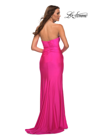 La Femme 30600 prom dress images.  La Femme 30600 is available in these colors: Hot Coral, Neon Pink.