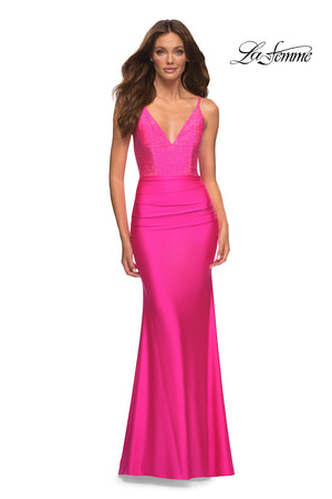 La Femme 30601 prom dress images.  La Femme 30601 is available in these colors: Neon Pink.