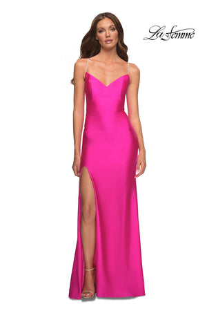 La Femme 30602 prom dress images.  La Femme 30602 is available in these colors: Hot Coral, Hot Pink.