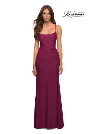 La Femme 30610 prom dress images.  La Femme 30610 is available in these colors: Berry, Emerald.