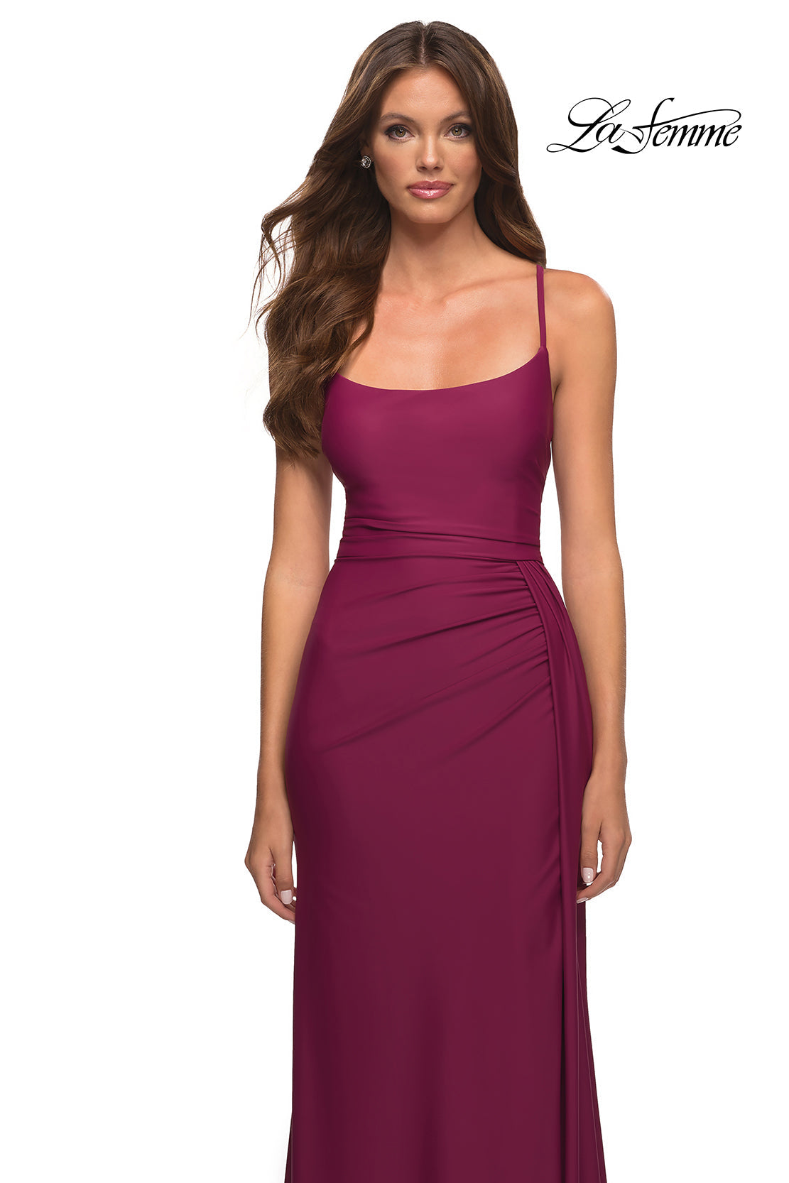 La Femme 30610 prom dress images.  La Femme 30610 is available in these colors: Berry, Emerald.