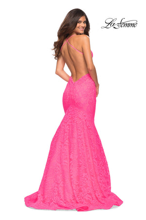 La Femme 30612 prom dress images.  La Femme 30612 is available in these colors: Aqua, Yellow.