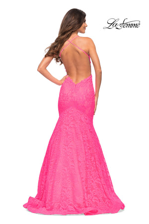 La Femme 30612 prom dress images.  La Femme 30612 is available in these colors: Aqua, Yellow.