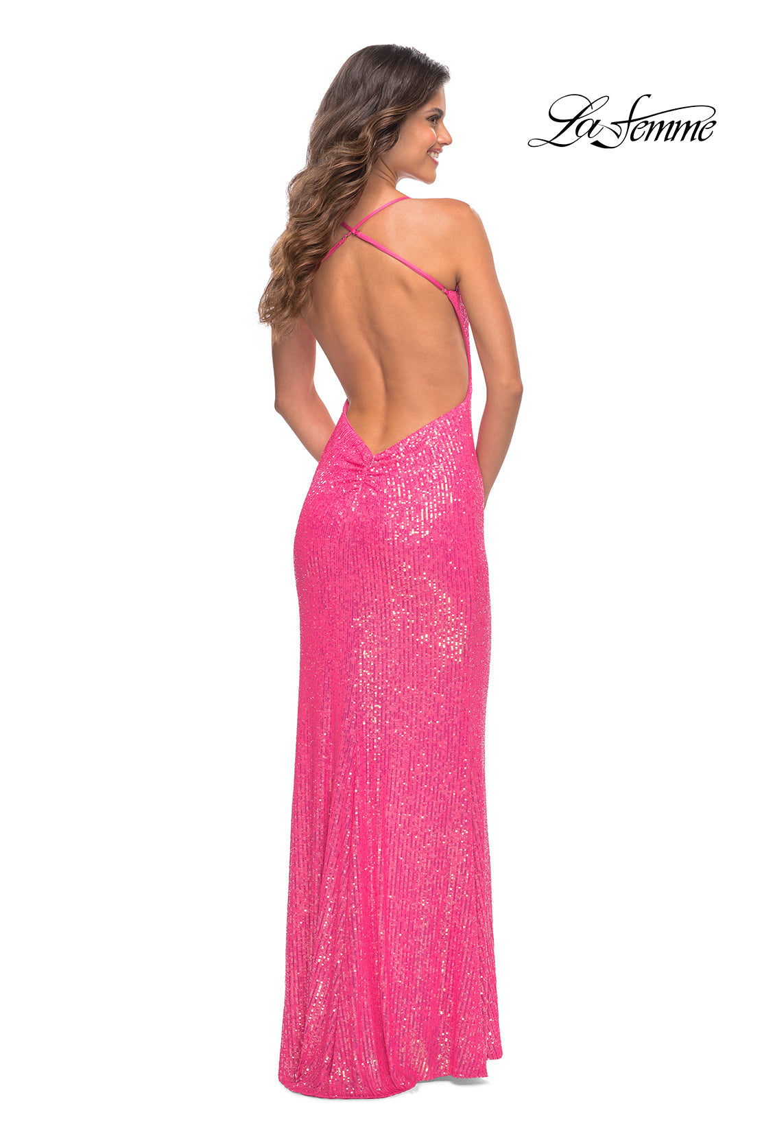 La Femme 30615 prom dress images.  La Femme 30615 is available in these colors: Hot Pink.