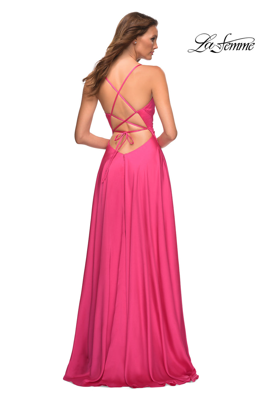 La Femme 30616 prom dress images.  La Femme 30616 is available in these colors: Hot Pink.