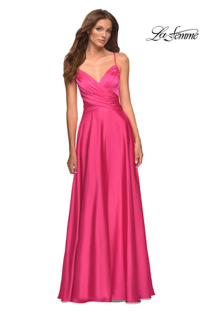 La Femme 30616 prom dress images.  La Femme 30616 is available in these colors: Hot Pink.