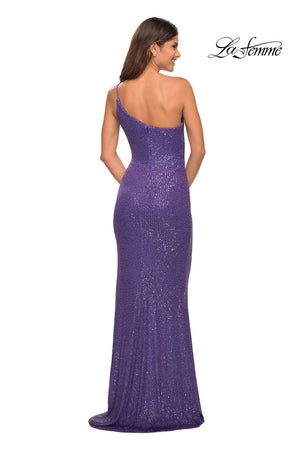 La Femme 30618 prom dress images.  La Femme 30618 is available in these colors: Aqua, Light Periwinkle, Orange, Purple, Yellow.
