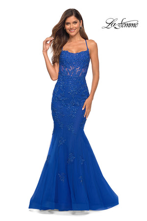 La Femme 30621 prom dress images.  La Femme 30621 is available in these colors: Royal Blue, Sage.