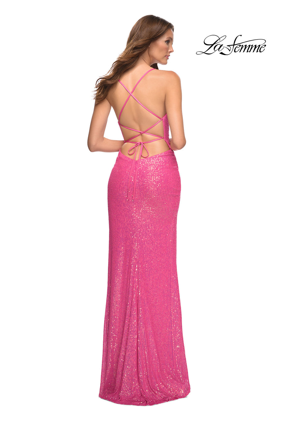 La Femme 30624 prom dress images.  La Femme 30624 is available in these colors: Hot Pink.