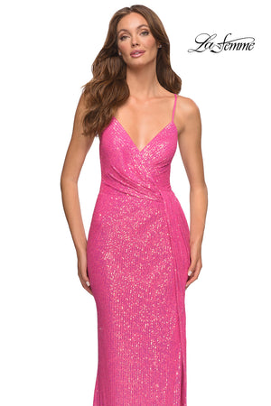 La Femme 30624 prom dress images.  La Femme 30624 is available in these colors: Hot Pink.