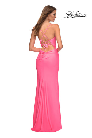 La Femme 30661 prom dress images.  La Femme 30661 is available in these colors: Light Coral.