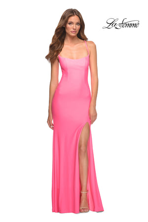 La Femme 30661 prom dress images.  La Femme 30661 is available in these colors: Light Coral.