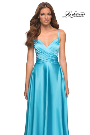 La Femme 30662 prom dress images.  La Femme 30662 is available in these colors: Cloud Blue, Lavender, Yellow.