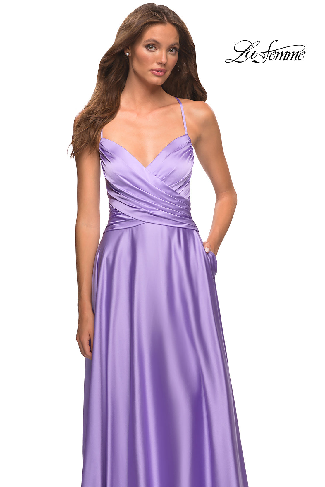 La Femme 30662 prom dress images.  La Femme 30662 is available in these colors: Cloud Blue, Lavender, Yellow.