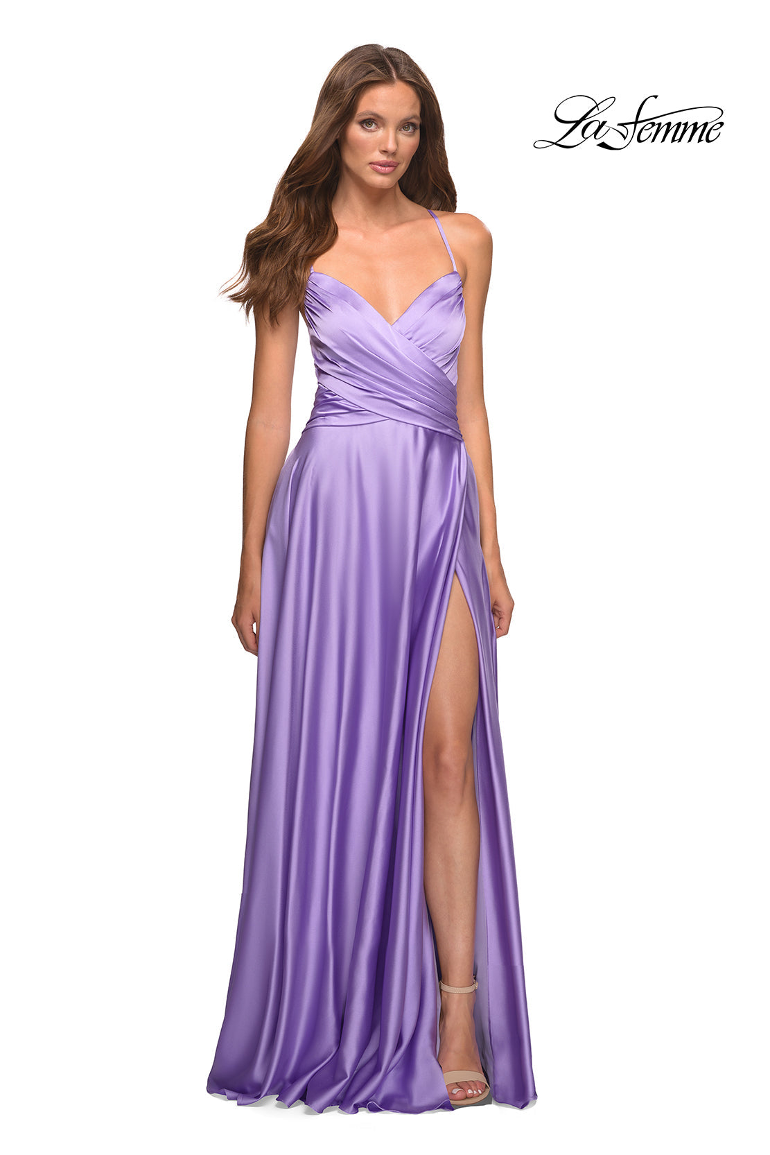 La Femme 30662 prom dress images.  La Femme 30662 is available in these colors: Cloud Blue, Lavender, Yellow.