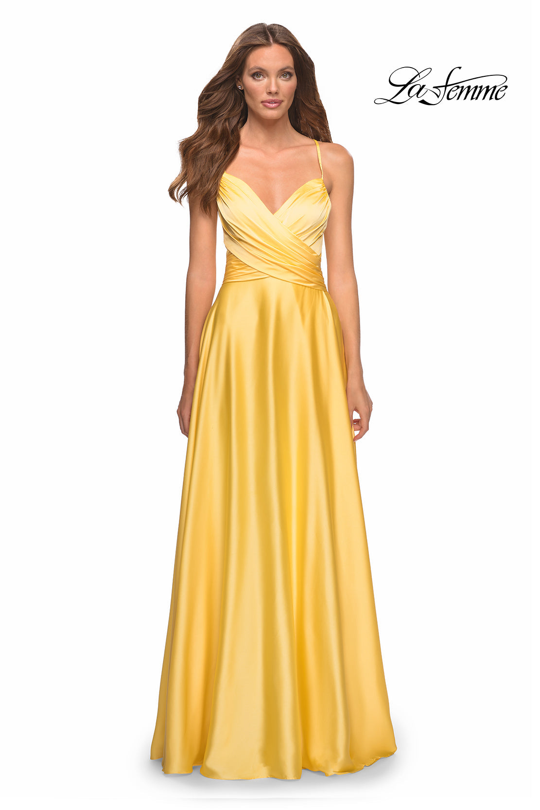 La Femme 30662 prom dress images.  La Femme 30662 is available in these colors: Cloud Blue, Lavender, Yellow.