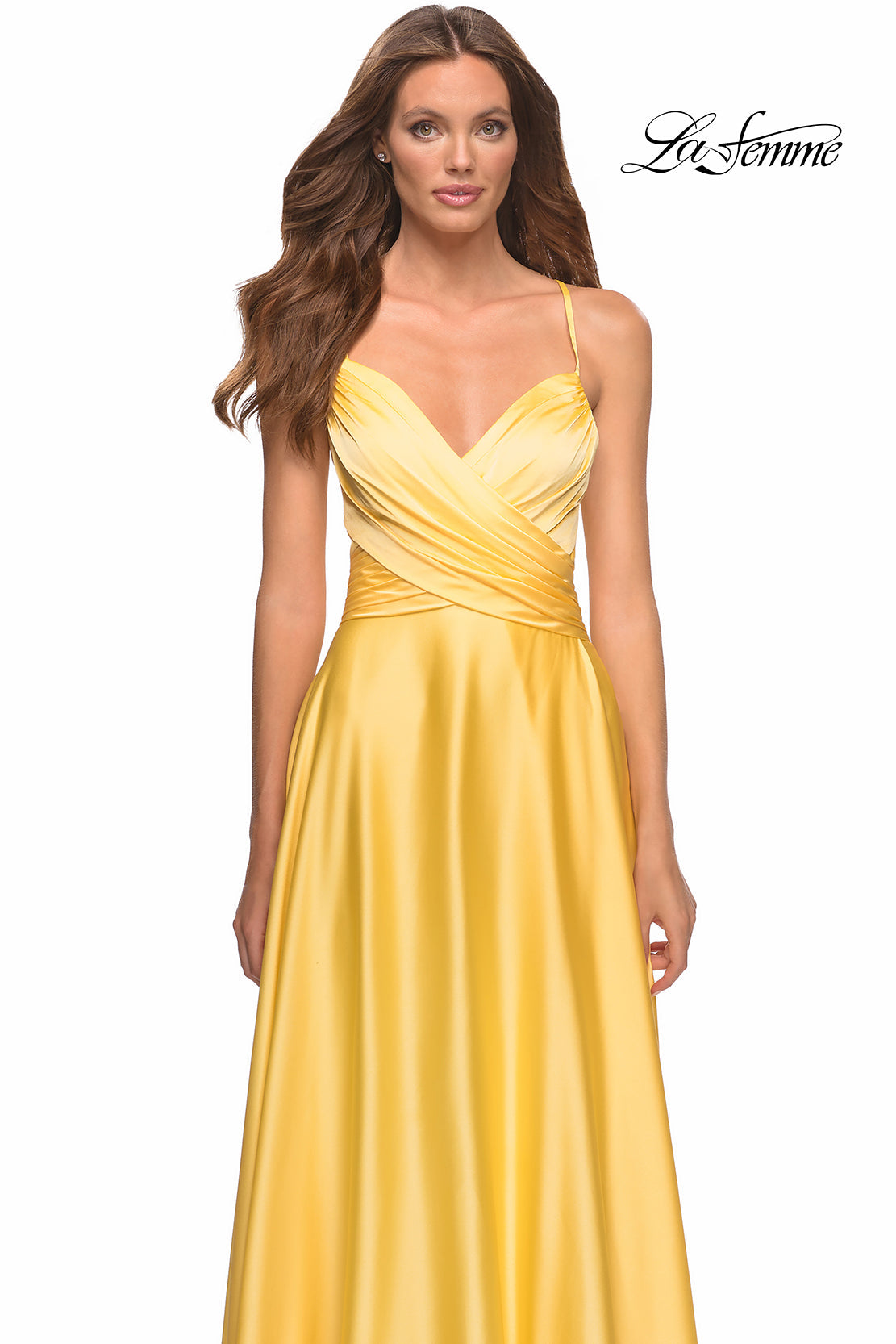 La Femme 30662 prom dress images.  La Femme 30662 is available in these colors: Cloud Blue, Lavender, Yellow.
