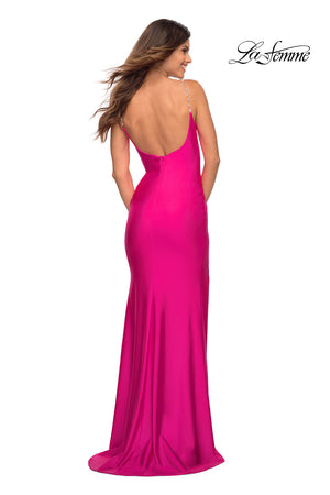 La Femme 30665 prom dress images.  La Femme 30665 is available in these colors: Neon Coral, Neon Pink.