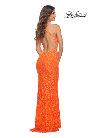 La Femme 30684 prom dress images.  La Femme 30684 is available in these colors: Neon Pink, Orange.