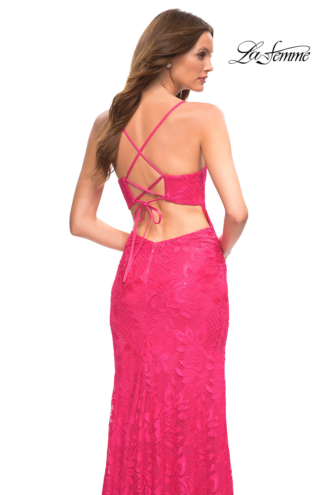La Femme 30686 prom dress images.  La Femme 30686 is available in these colors: Hot Pink.
