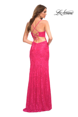 La Femme 30686 prom dress images.  La Femme 30686 is available in these colors: Hot Pink.