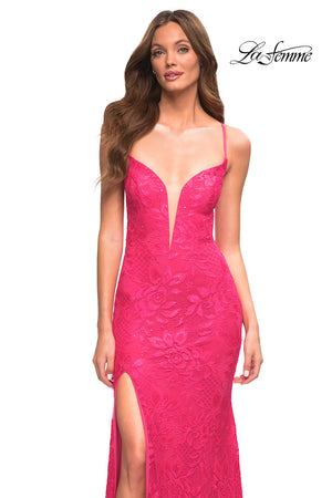 La Femme 30686 prom dress images.  La Femme 30686 is available in these colors: Hot Pink.