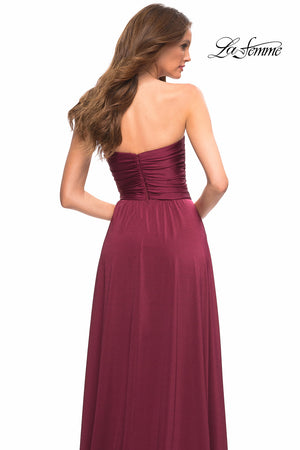 La Femme 30700 prom dress images.  La Femme 30700 is available in these colors: Dark Berry, Light Gold, Mauve, Navy, Silver.