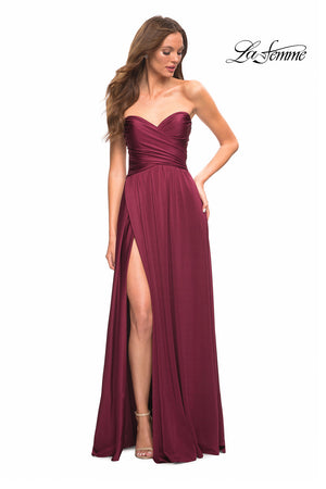 La Femme 30700 prom dress images.  La Femme 30700 is available in these colors: Dark Berry, Light Gold, Mauve, Navy, Silver.