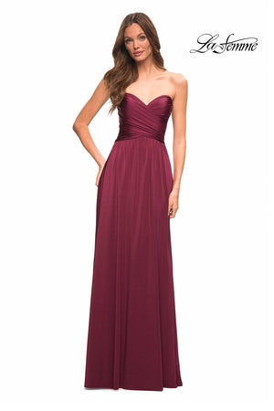 La Femme 30700 prom dress images.  La Femme 30700 is available in these colors: Dark Berry, Light Gold, Mauve, Navy, Silver.