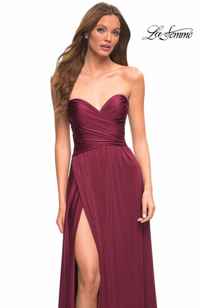 La Femme 30700 prom dress images.  La Femme 30700 is available in these colors: Dark Berry, Light Gold, Mauve, Navy, Silver.