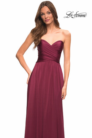 La Femme 30700 prom dress images.  La Femme 30700 is available in these colors: Dark Berry, Light Gold, Mauve, Navy, Silver.