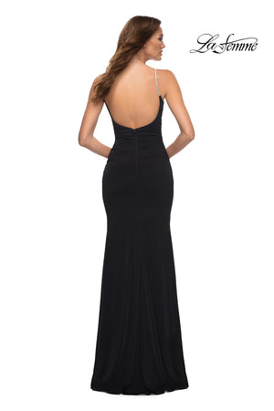 La Femme 30701 prom dress images.  La Femme 30701 is available in these colors: Black, Emerald, Pale Yellow, Red.