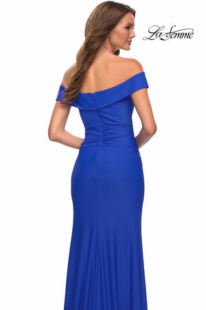 La Femme 30703 prom dress images.  La Femme 30703 is available in these colors: Black, Dark Emerald, Royal Blue, Wine.