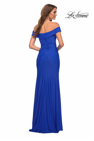 La Femme 30703 prom dress images.  La Femme 30703 is available in these colors: Black, Dark Emerald, Royal Blue, Wine.