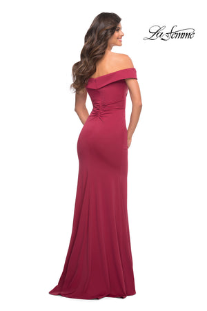La Femme 30703 prom dress images.  La Femme 30703 is available in these colors: Black, Dark Emerald, Royal Blue, Wine.