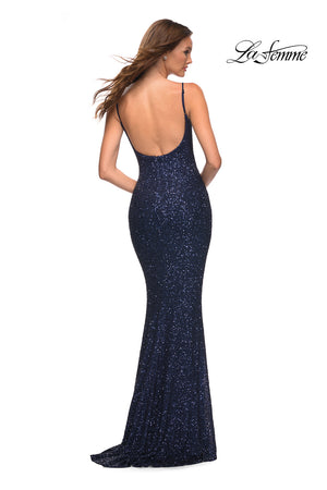 La Femme 30707 prom dress images.  La Femme 30707 is available in these colors: Black, Emerald, Navy, Red, White.