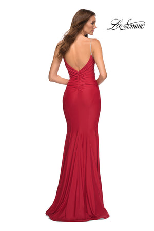 La Femme 30712 prom dress images.  La Femme 30712 is available in these colors: Black, Dark Emerald, Red, Royal Blue.