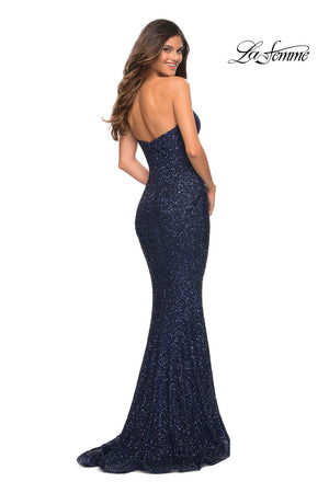 La Femme 30714 prom dress images.  La Femme 30714 is available in these colors: Black, Emerald, Navy, Red, Rose Gold, Royal Blue, White.