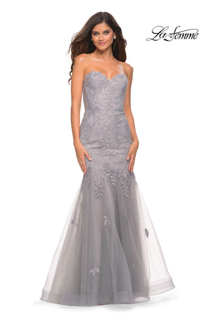 La Femme 30717 prom dress images.  La Femme 30717 is available in these colors: Champagne, Silver.