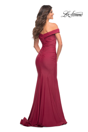 La Femme 30736 prom dress images.  La Femme 30736 is available in these colors: Emerald, Navy, Wine.